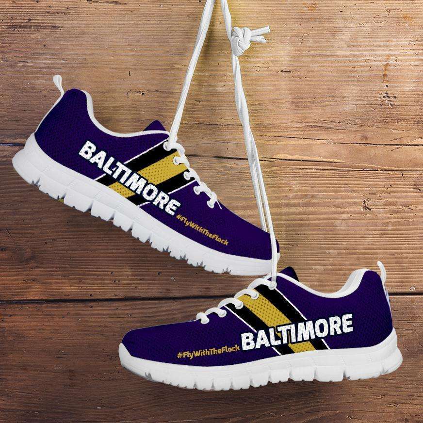 Designs by MyUtopia Shout Out:#FlyWithTheFlock Baltimore Fan Running Shoes,Kid's / 11 CHILD (EU28) / Violet,Running Shoes
