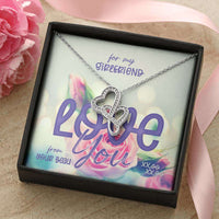Load image into Gallery viewer, Designs by MyUtopia Shout Out:For My Girlfriend Love You, Double Heart Necklace With Personalized Gift Message Card
