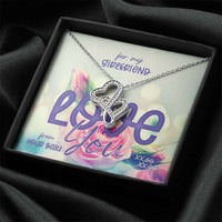 Load image into Gallery viewer, Designs by MyUtopia Shout Out:For My Girlfriend Love You, Double Heart Necklace With Personalized Gift Message Card
