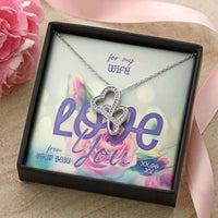 Load image into Gallery viewer, Designs by MyUtopia Shout Out:For My Wife Love You, Double Heart Necklace With Personalized Gift Message Card
