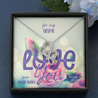Load image into Gallery viewer, Designs by MyUtopia Shout Out:For My Wife Love You, Double Heart Necklace With Personalized Gift Message Card

