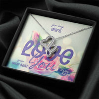 Load image into Gallery viewer, Designs by MyUtopia Shout Out:For My Wife Love You, Double Heart Necklace With Personalized Gift Message Card
