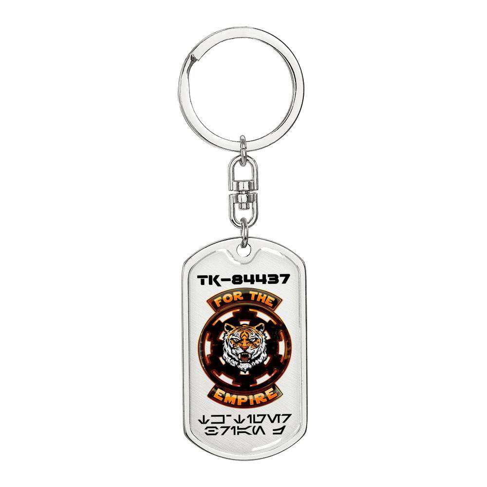 Designs by MyUtopia Shout Out:For The Empire Tiger Face Imperial Cog Personalized for 501st Members Custom Keychain,Dog Tag with Swivel Keychain (Steel) / No,Liquid Glass Keychain