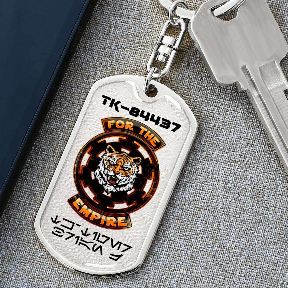 Designs by MyUtopia Shout Out:For The Empire Tiger Face Imperial Cog Personalized for 501st Members keepsake Keychain,Surgical Stainless Steel / No,Liquid Glass Keychain