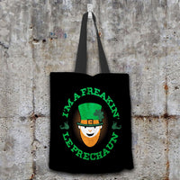 Load image into Gallery viewer, Designs by MyUtopia Shout Out:Freakin&#39; Leprechaun Fabric Totebag Reusable Shopping Tote,Black,Reusable Fabric Shopping Tote Bag
