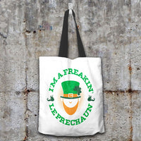 Load image into Gallery viewer, Designs by MyUtopia Shout Out:Freakin&#39; Leprechaun Fabric Totebag Reusable Shopping Tote,White,Reusable Fabric Shopping Tote Bag
