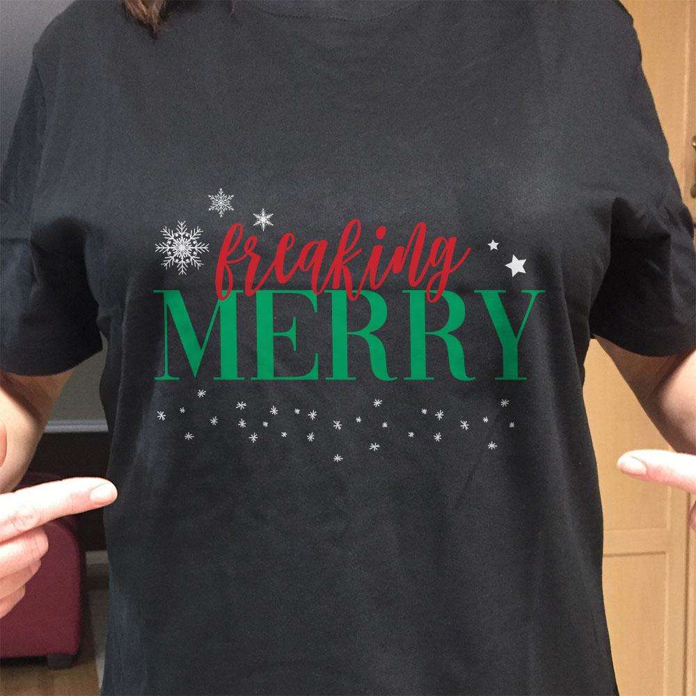 Designs by MyUtopia Shout Out:Freaking Merry Adult Unisex T-Shirt