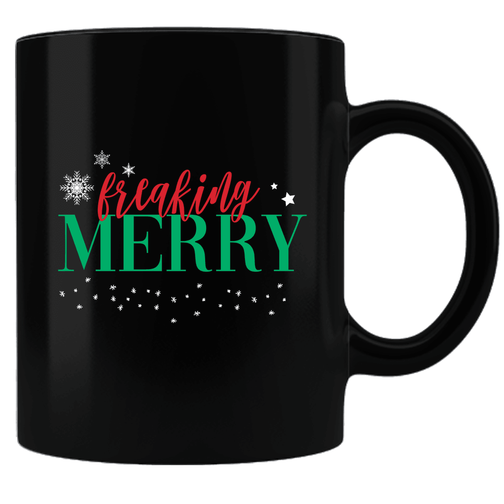 Designs by MyUtopia Shout Out:Freaking Merry Ceramic Black Coffee Mug,Default Title,Ceramic Coffee Mug