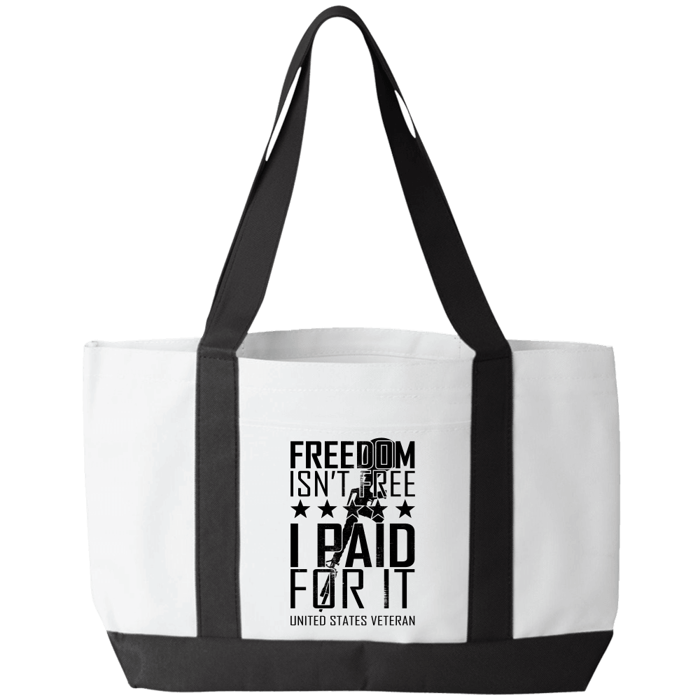 Designs by MyUtopia Shout Out:Freedom Isn't Free, I Paid For It, US Veteran Canvas Totebag Gym / Beach / Pool Gear Bag,Default Title,Gym Totebag