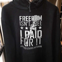 Load image into Gallery viewer, Designs by MyUtopia Shout Out:Freedom Isn&#39;t Free, I Paid For It, US Veteran Core Fleece Pullover Hoodie
