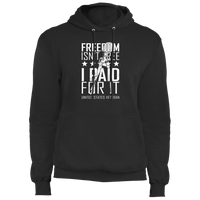 Load image into Gallery viewer, Designs by MyUtopia Shout Out:Freedom Isn&#39;t Free, I Paid For It, US Veteran Core Fleece Pullover Hoodie,S / Jet Black,Pullover Hoodie
