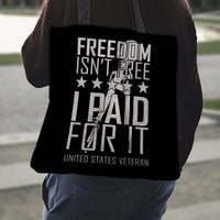 Load image into Gallery viewer, Designs by MyUtopia Shout Out:Freedom Isn&#39;t Free, I Paid For It, US Veteran Fabric Totebag Reusable Shopping Tote
