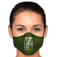 Load image into Gallery viewer, Designs by MyUtopia Shout Out:Freedom isn&#39;t Free, I paid for it, US Veteran Fitted Face Mask w. Adjustable Ear Loops
