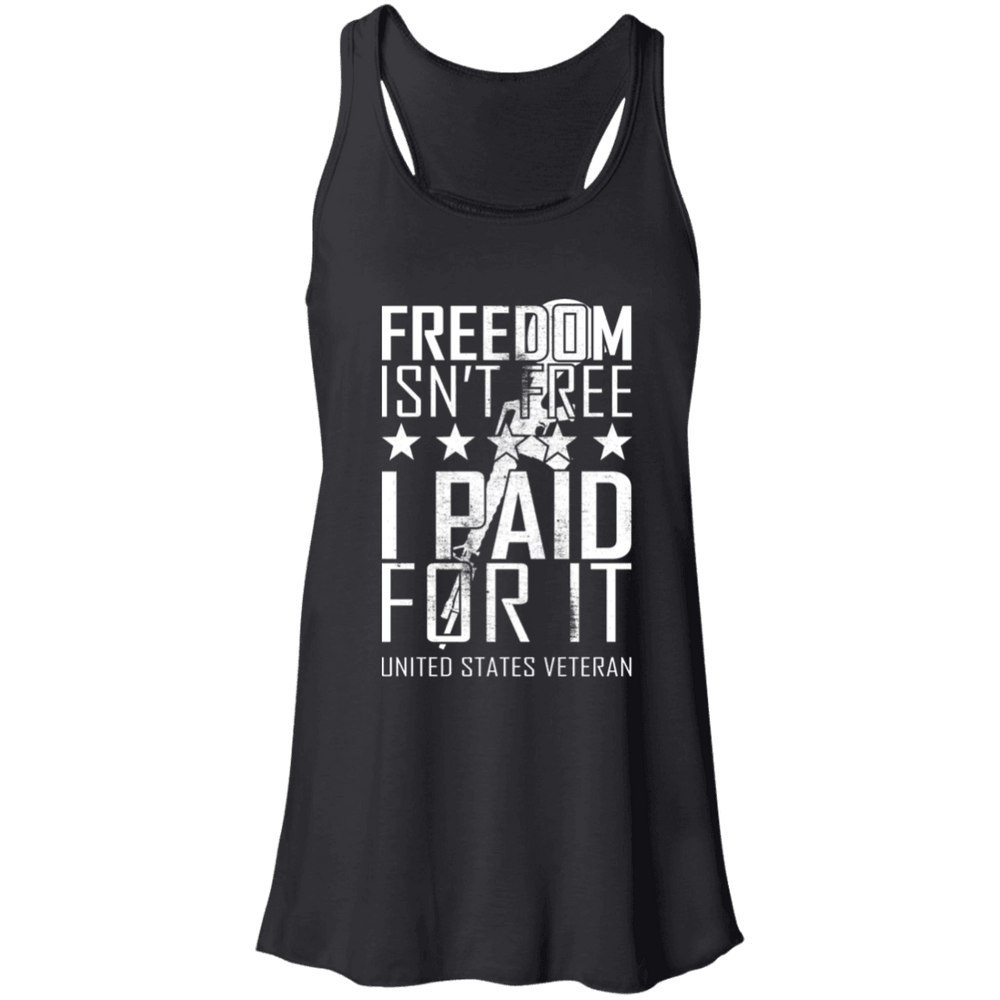 Designs by MyUtopia Shout Out:Freedom Isn't Free, I Paid For It, US Veteran Flowy Racerback Tank,X-Small / Black,Tank Tops