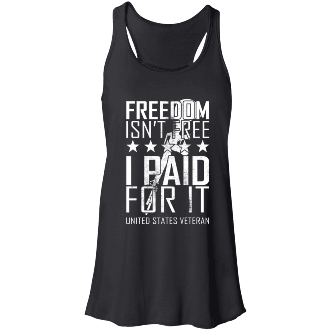 Designs by MyUtopia Shout Out:Freedom Isn't Free, I Paid For It, US Veteran Flowy Racerback Tank,X-Small / Black,Tank Tops