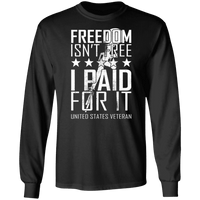 Load image into Gallery viewer, Designs by MyUtopia Shout Out:Freedom Isn&#39;t Free, I Paid For It, US Veteran Long Sleeve Ultra Cotton T-Shirt,S / Black,T-Shirts
