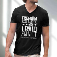 Load image into Gallery viewer, Designs by MyUtopia Shout Out:Freedom Isn&#39;t Free, I Paid For It, US Veteran Men&#39;s Printed V-Neck T-Shirt
