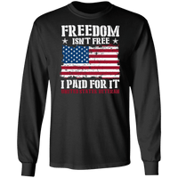 Load image into Gallery viewer, Designs by MyUtopia Shout Out:Freedom Isn&#39;t Free, I Paid For It, US Veteran, US Flag Long Sleeve Ultra Cotton T-Shirt,Black / S,Long Sleeve T-Shirts
