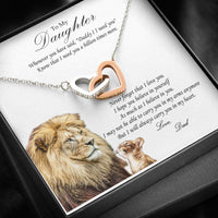 Load image into Gallery viewer, Designs by MyUtopia Shout Out:From Dad to Daughter Gift Necklace with Personalized Message Card - Interlocking Pair of Hearts Cubic Zirconia Necklace with Lion Message Card,Standard Box / White and Rose Gold,Interlocking Hearts Crystal Necklace
