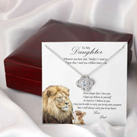 Load image into Gallery viewer, Designs by MyUtopia Shout Out:From Dad to Daughter Gift Necklace with Personalized Message Card - Love Knot Cubic Zirconia Necklace with Lion Message Card
