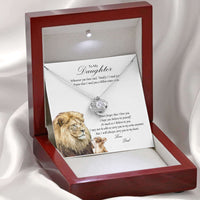 Load image into Gallery viewer, Designs by MyUtopia Shout Out:From Dad to Daughter Gift Necklace with Personalized Message Card - Love Knot Cubic Zirconia Necklace with Lion Message Card,Mahogany Style Luxury Box / 14k White Gold Finish,Love Knot Necklace
