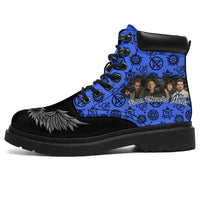 Load image into Gallery viewer, Inspired by Supernatural Micro Suede Lace up Boots Royal Blue
