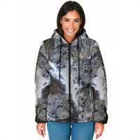 Load image into Gallery viewer, Snow Leopard Ladies Hooded Puffer Jacket
