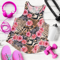 Load image into Gallery viewer, Floral Leopard Pattern Ladies Flowy Tank Top
