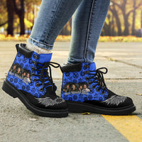 Load image into Gallery viewer, Inspired by Supernatural Micro Suede Lace up Boots Royal Blue
