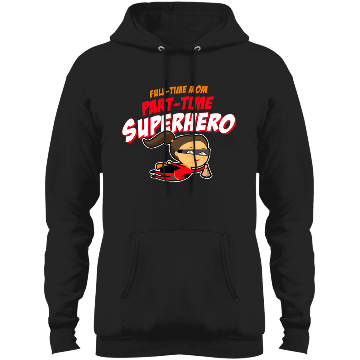Designs by MyUtopia Shout Out:Full-time Mom Part-Time Superhero Core Fleece Pullover Hoodie,Jet Black / S,Sweatshirts
