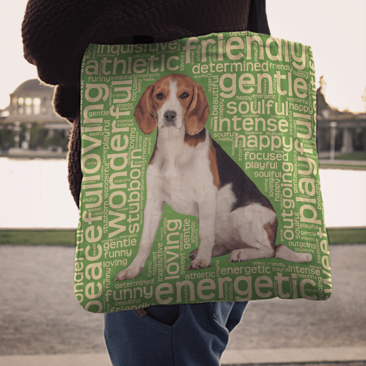 Designs by MyUtopia Shout Out:Funny Beagle Word Cloud Fabric Totebag Reusable Shopping Tote - Just Pay Shipping