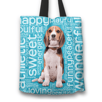 Load image into Gallery viewer, Designs by MyUtopia Shout Out:Funny Beagle Word Cloud Fabric Totebag Reusable Shopping Tote - Just Pay Shipping,Blue,Reusable Fabric Shopping Tote Bag
