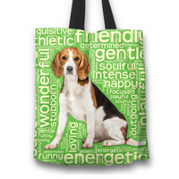 Load image into Gallery viewer, Designs by MyUtopia Shout Out:Funny Beagle Word Cloud Fabric Totebag Reusable Shopping Tote - Just Pay Shipping,Green,Reusable Fabric Shopping Tote Bag
