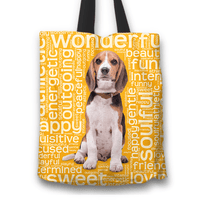 Load image into Gallery viewer, Designs by MyUtopia Shout Out:Funny Beagle Word Cloud Fabric Totebag Reusable Shopping Tote,Gold,Reusable Fabric Shopping Tote Bag
