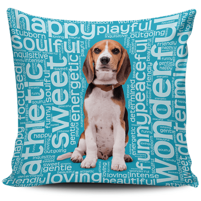 Designs by MyUtopia Shout Out:Funny Beagle Word Cloud Pillowcases,Blue,Pillowcases