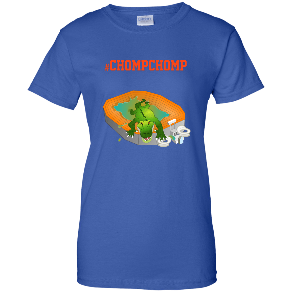 Designs by MyUtopia Shout Out:Gators Fan #ChompChomp Ladies' Unisex 100% Cotton T-Shirt,Royal / X-Small,Ladies T-Shirts