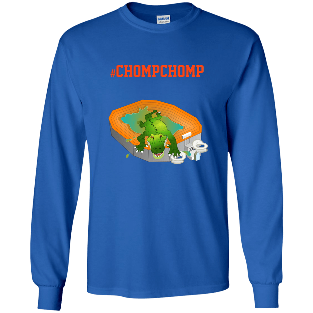 Designs by MyUtopia Shout Out:Gators Fan #ChompChomp Long Sleeve Unisex Ultra Cotton T-Shirt,Royal / S,Long Sleeve T-Shirts