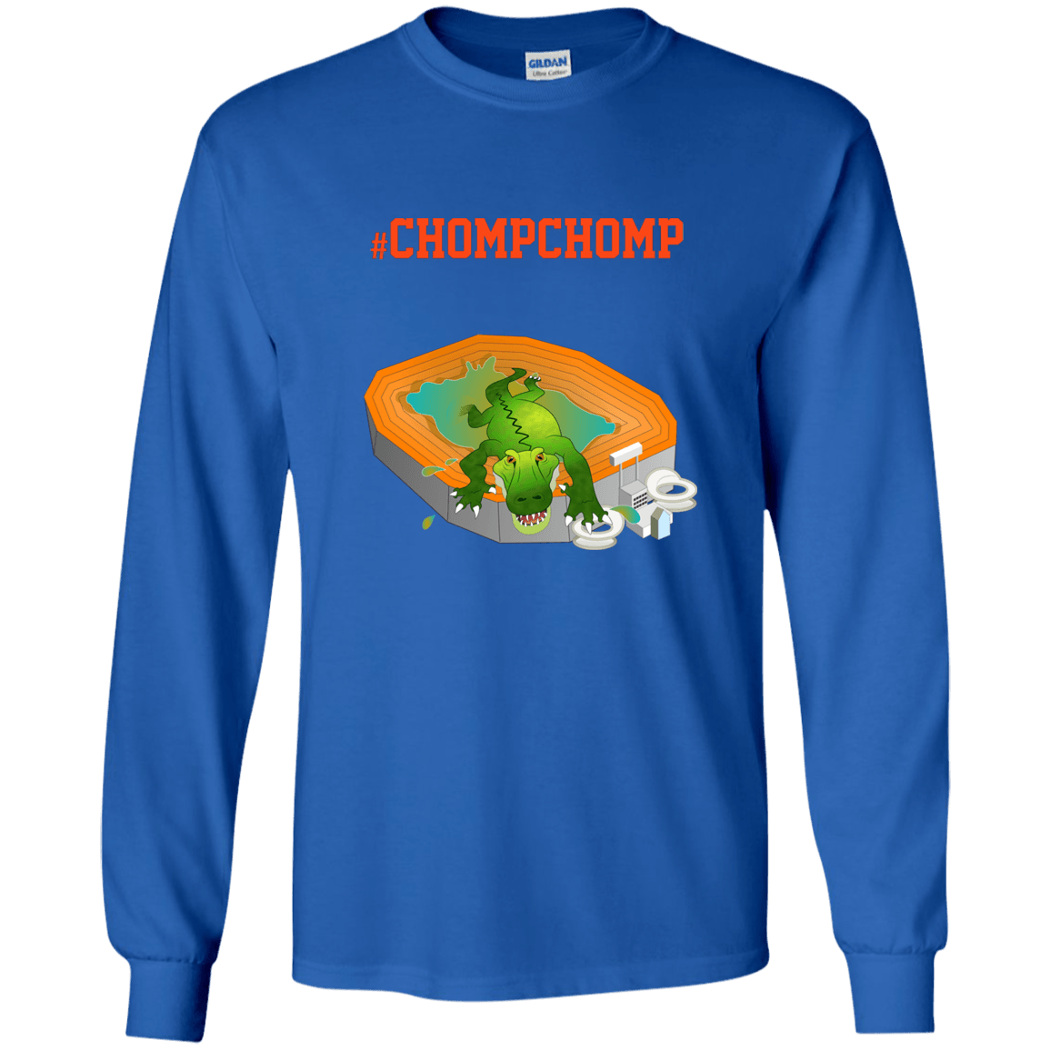 Designs by MyUtopia Shout Out:Gators Fan #ChompChomp Long Sleeve Unisex Ultra Cotton T-Shirt,Royal / S,Long Sleeve T-Shirts