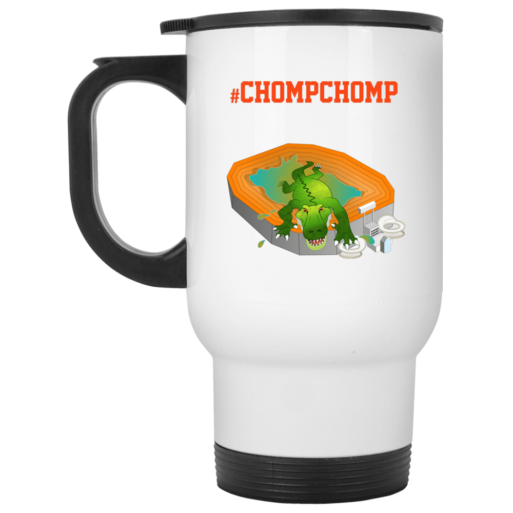 Designs by MyUtopia Shout Out:Gators Fan #ChompChomp Stainless Steel 14 oz Travel Mug,White / One Size,Travel Mug