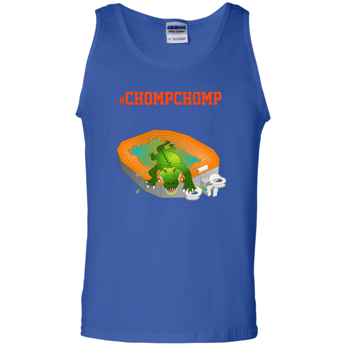 Designs by MyUtopia Shout Out:Gators Fan #ChompChomp Unisex 100% Cotton Tank Top,Royal / S,Tank Tops