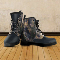 Load image into Gallery viewer, Designs by MyUtopia Shout Out:German Shepherds Collage Faux Leather 7 Eye Lace-up Boots
