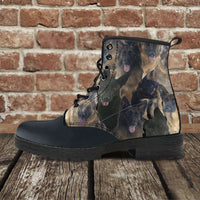 Load image into Gallery viewer, Designs by MyUtopia Shout Out:German Shepherds Collage Faux Leather 7 Eye Lace-up Boots,Men&#39;s / Mens US5 (EU38) / Black,Lace-up Boots
