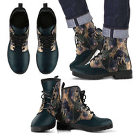 Load image into Gallery viewer, Designs by MyUtopia Shout Out:German Shepherds Collage Faux Leather 7 Eye Lace-up Boots
