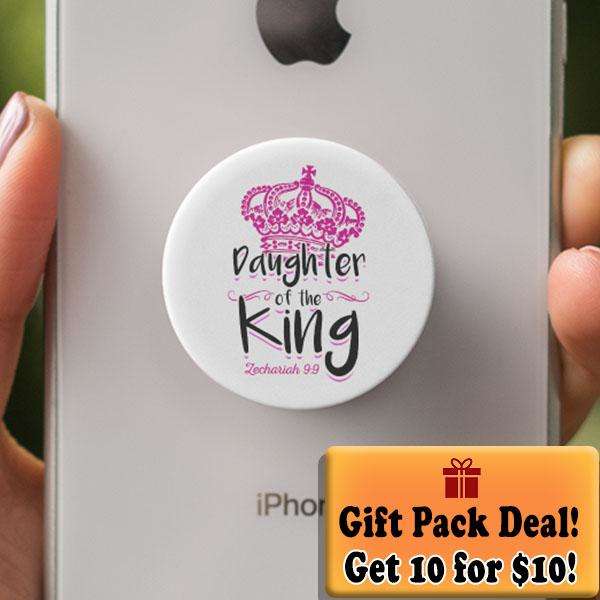 Designs by MyUtopia Shout Out:Gift Pack of 10 Son / Daughter of The King Zach 9:9 Hinged Pop-out Phone Grip for Smartphones and Tablets,Daughter White,Pop Phone Grip