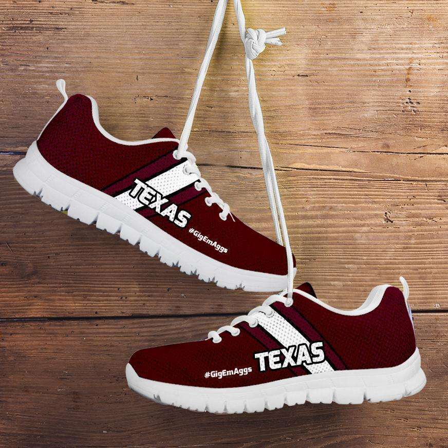 Designs by MyUtopia Shout Out:#GigEmAggs Texas A&M Fan Running Shoes,Kid's / 11 CHILD (EU28) / Maroon/White,Running Shoes