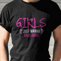 Load image into Gallery viewer, Designs by MyUtopia Shout Out:Girls Just Wanna Have Guns Adult Unisex T-Shirt
