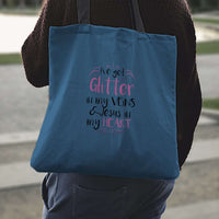 Load image into Gallery viewer, Designs by MyUtopia Shout Out:Glitter In My Veins Jesus In My Heart Fabric Totebag Reusable Shopping Tote
