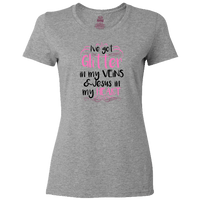 Load image into Gallery viewer, Designs by MyUtopia Shout Out:Glitter in my Veins Jesus in my Heart Ladies T-Shirt,Athletic Heather / S,Ladies T-Shirts
