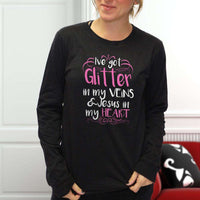 Load image into Gallery viewer, Designs by MyUtopia Shout Out:Glitter in my Veins Jesus in my Heart Long Sleeve Ultra Cotton Unisex T-Shirt
