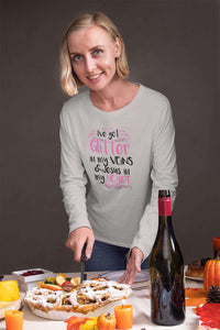 Load image into Gallery viewer, Designs by MyUtopia Shout Out:Glitter in my Veins Jesus in my Heart Long Sleeve Ultra Cotton Unisex T-Shirt
